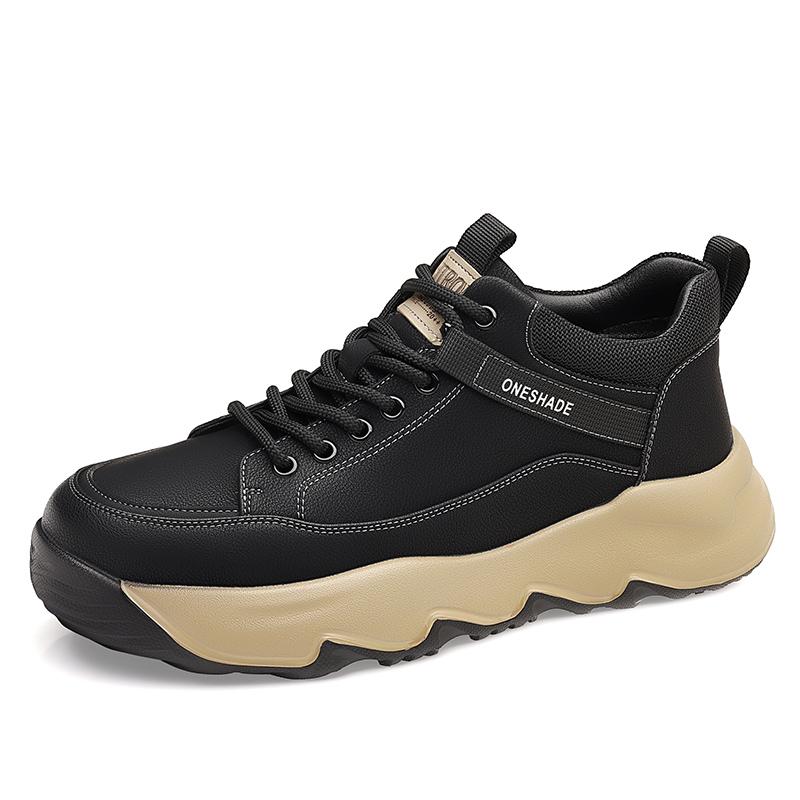 New Men Leather Casual Shoes Soft Sole Lace-up Sneakers Lightweight Treking Footwear Outdoor Male Hiking Shoes Non-Slip Trainers
