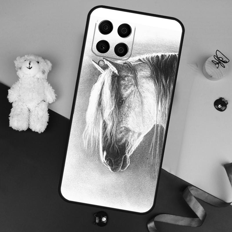 Horse Sketch Case For Samsung Galaxy M32 M52 M14 M54 M13 M33 M53 M56 M36 M16 M31 M11 M12 M35 M55 M15 M06