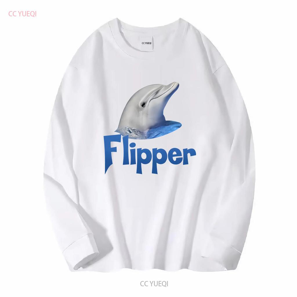 Flipper Head 90s Dolphin Kids Tv Show T Shirt Vintage Washed Stylish Casual Unisex Top For Everyday Wear Streetwear Slightly