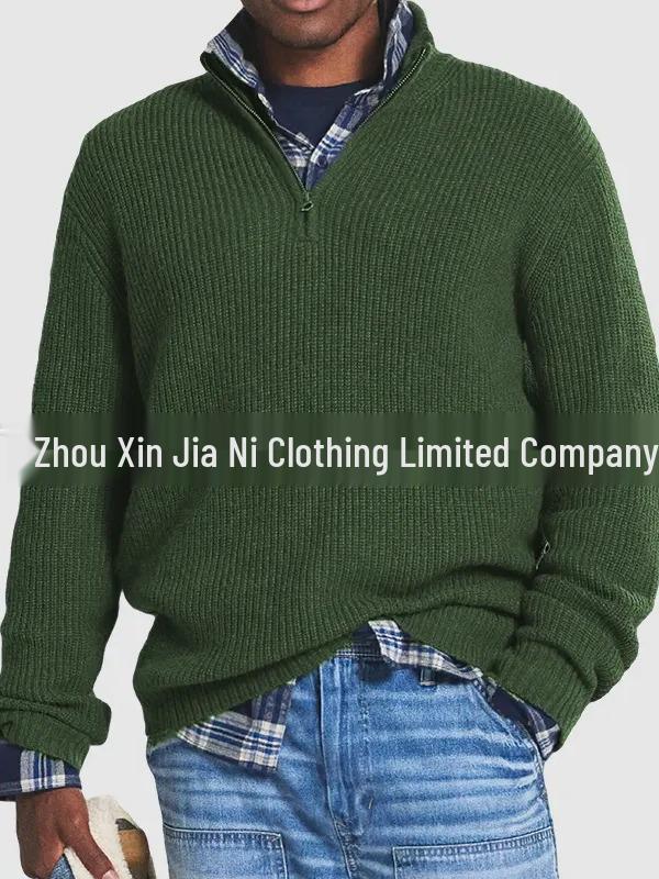 Men’s Business Casual Stand-Up Collar Zipper Sweater - Autumn/Winter 2025 Collection.