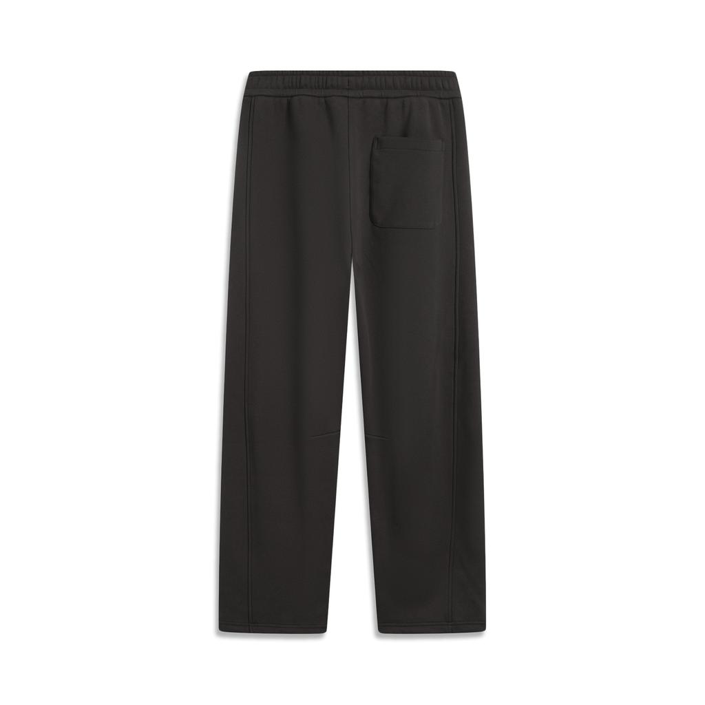 Li Ning Sports Lifestyle Series Straight Leg Simple Versatile Casual Fleece Lined Warm Knit Sports Pants Women Bottoms Black Chocolate-Brown AKLV956-6