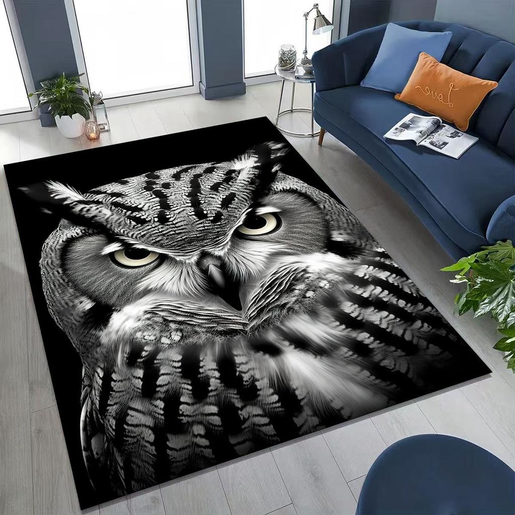New Mysterious Owl Colorful Cartoon Birds Rug for Bedroom Living Room Sofa Home Doormat Decor,Large Kid Non-slip Floor Mat