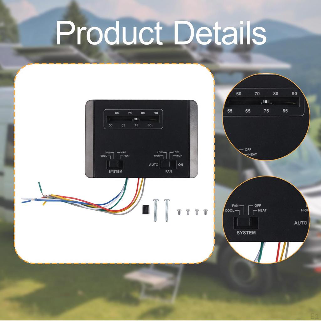 RV Thermostat Heat 6 Wire Temperature Regulation Air Conditioner Single Stage for
