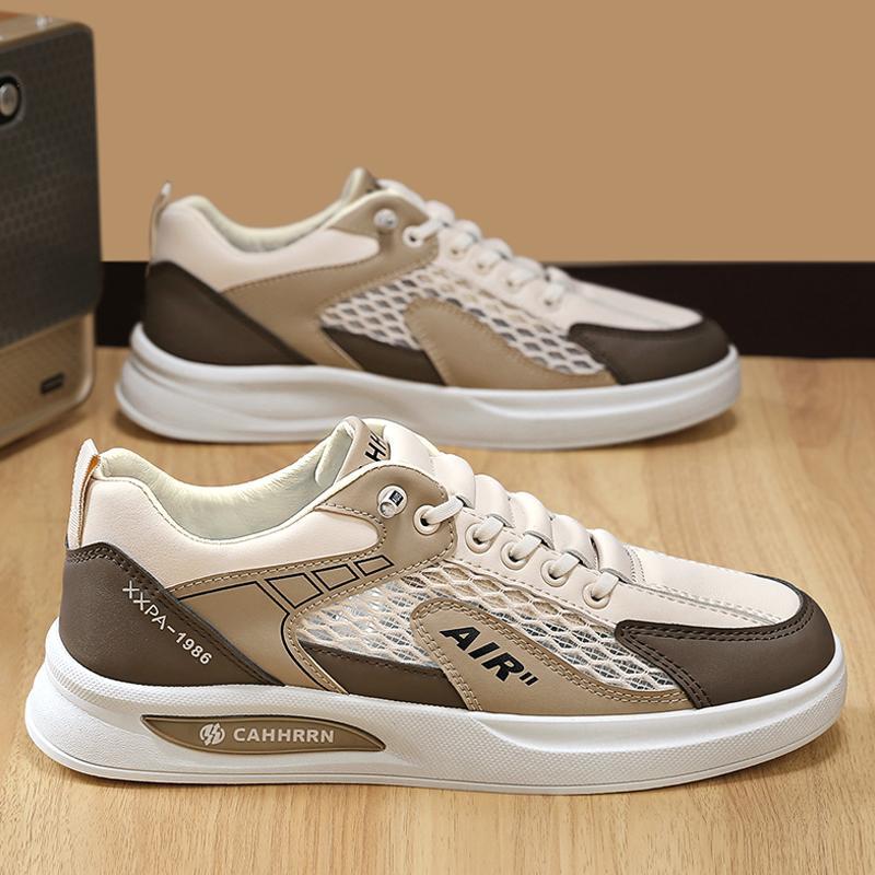 Summer men's shoes new breathable mesh shoes hollow canvas shoes men's trend versatile sports and leisure board shoes white shoes men