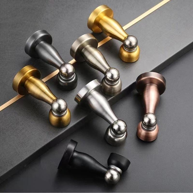 New Stainless Steel Magnetic Door Stopper Sticker Toilet Glass Hidden Door Holders Catch Floor Doorstop Door Hardware
