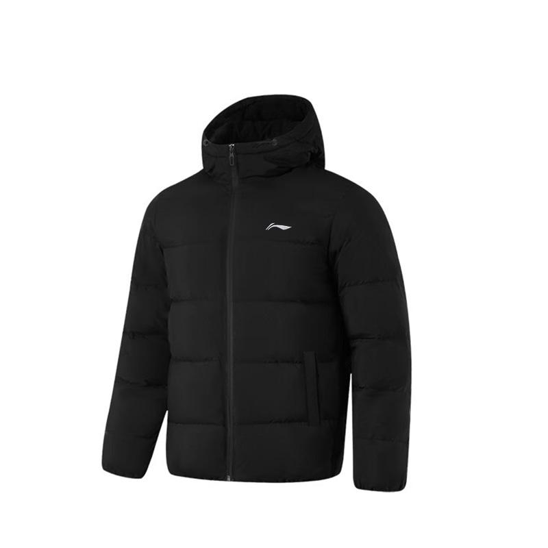 

Li-Ning Winter Hooded Down Jacket Duck Down Warm Windproof Unisex Outerwear Black AYMU617-3 XL