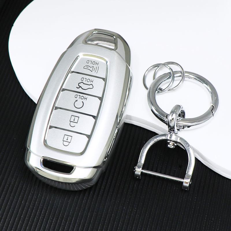 For Hyundai I30 Ix35 Kona Encino Solaris Azera Grandeur Ig Accent Santa Fe Palisade 4 5 Buttons Tpu Car Key Case Cover Keychain
