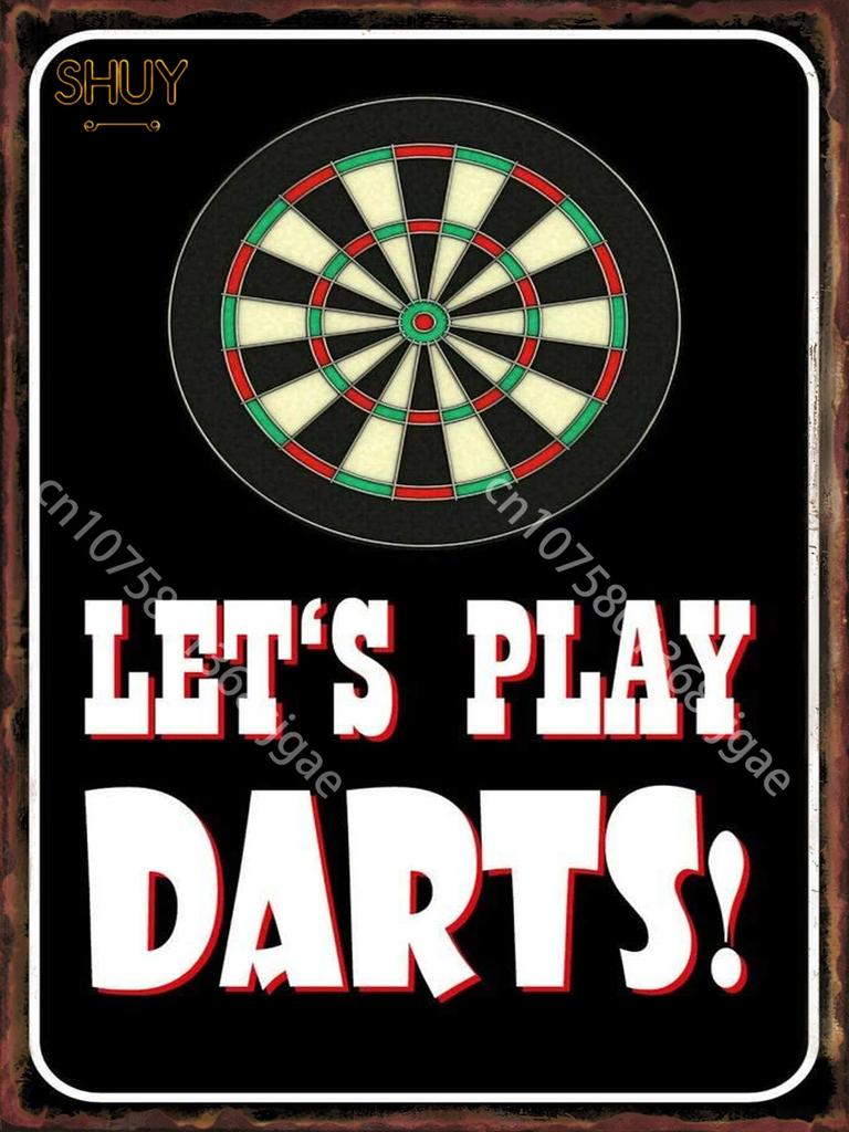 Vintage Darts Billiards Pinballs Metal Tin Signs - Bar Club Pub Wall Decor, Entertainment Venues Home Plaques