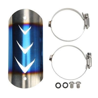 Protecteur de tuyau silencieux d'échappement Acier inoxydable Pare-chaleur Couvercle Universel pour Moto Bleuissement