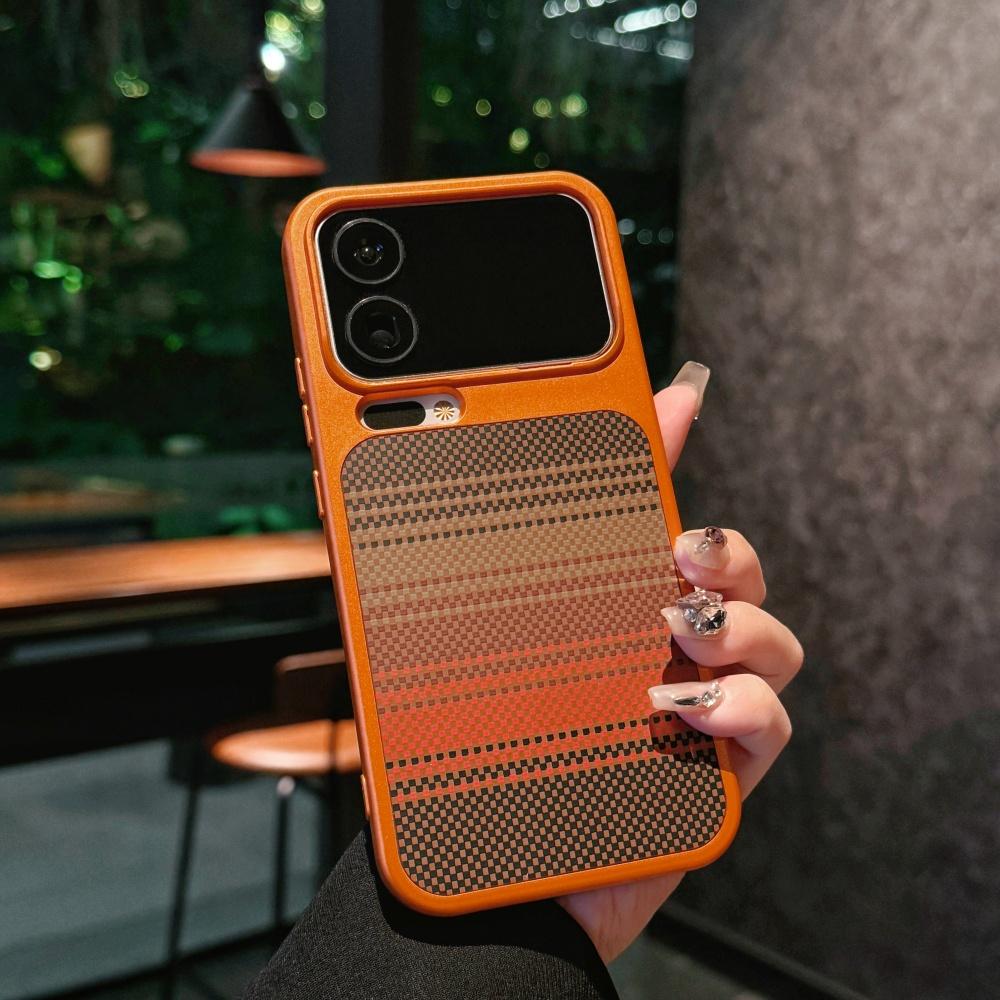 

Magnetic Carbon Fiber Pattern Phone Case For Xiaomi Mi 17 Pro Max 15 14 Pro Shockproof For Magsafe Wireless Charge Cover Funda Xiaomi 17 pro max помаранчевий
