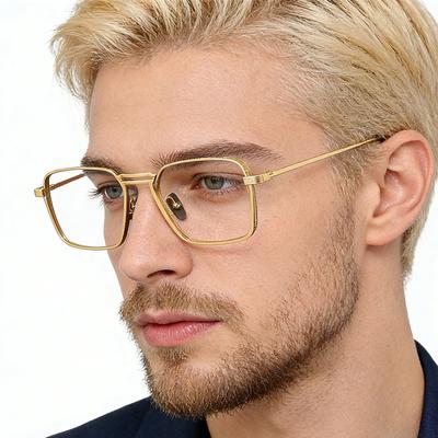 Vintage Square Glasses Frame Metal Optical Eyeglasses Male Retro Prescription Myopia Spectacles Frames Men Brand Design