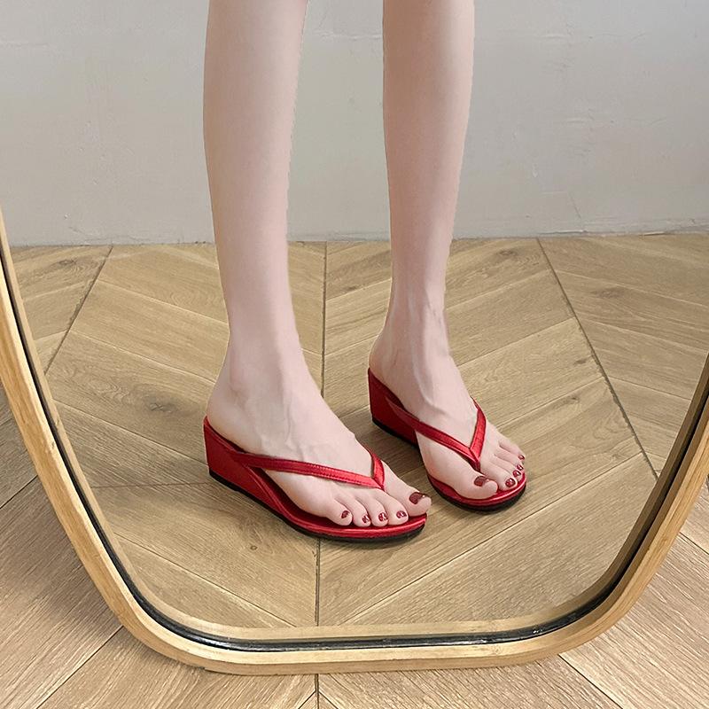 Módní návrhář Léto Pláž Dámské Klip na palec Žabky Módní Venkovní Nazouvací Klínkový podpatek Pantofle Dámská Obuv žabky femme