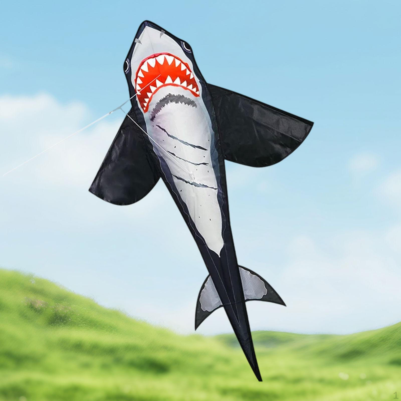 

Giant Shark Kite, Portable, Easy to Fly, Lightweight for Children, Flying Toy, Animal Kite Park, чёрный