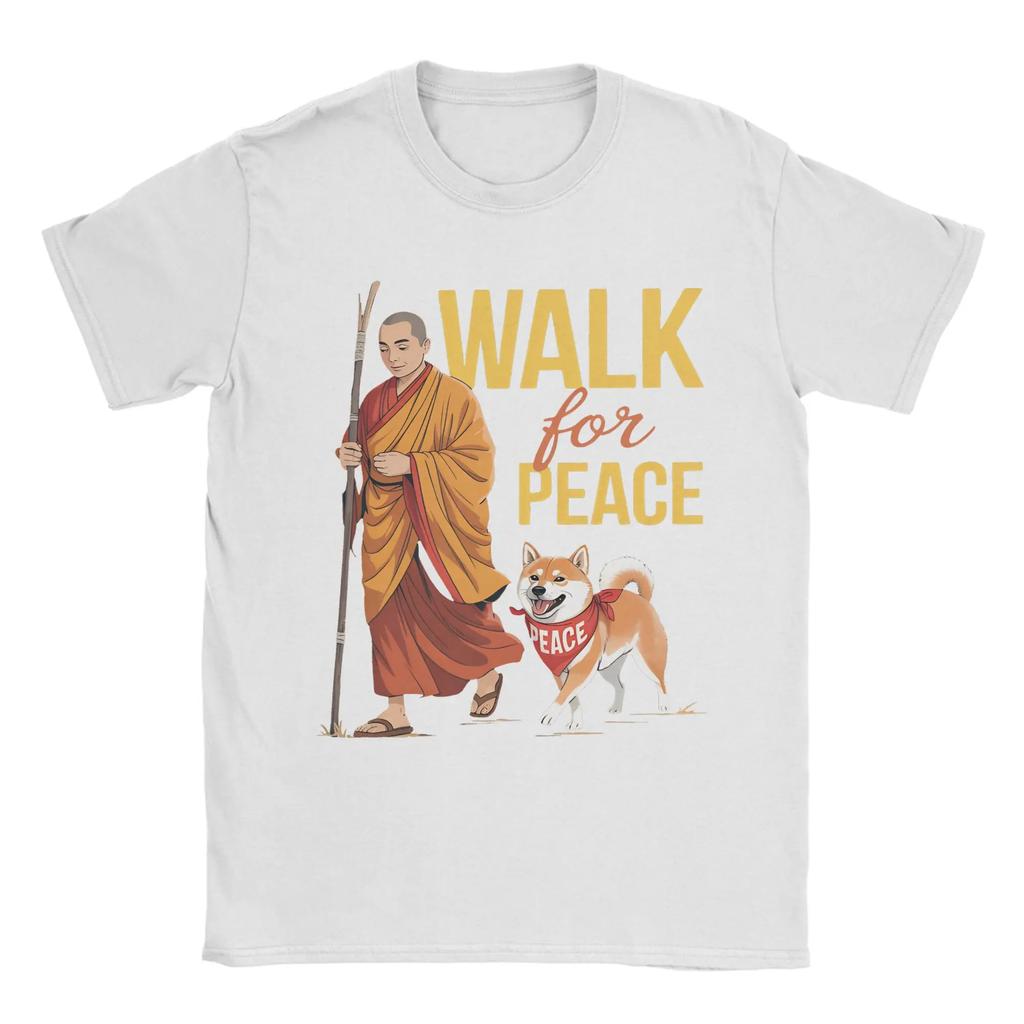 Peace Walking Monks And Aloka Dog Walk for Peace Men T Shirt Amazing Tees Short Sleeve O Neck T-Shirt Cotton Summer Clothes