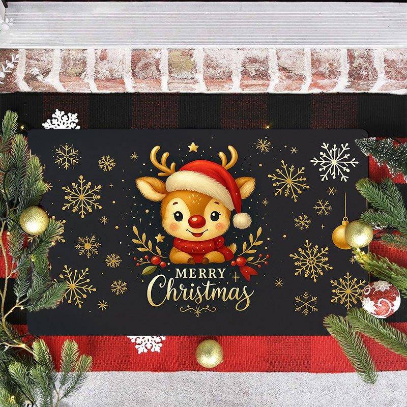 1Pcs Anti Fatigue Kitchen Rugs Christmas Cute Reindeer Waterproof Non-Slip Thick Cushioned Kitchen Mat Heavy Duty Comfort Standing Mat for Kitchen