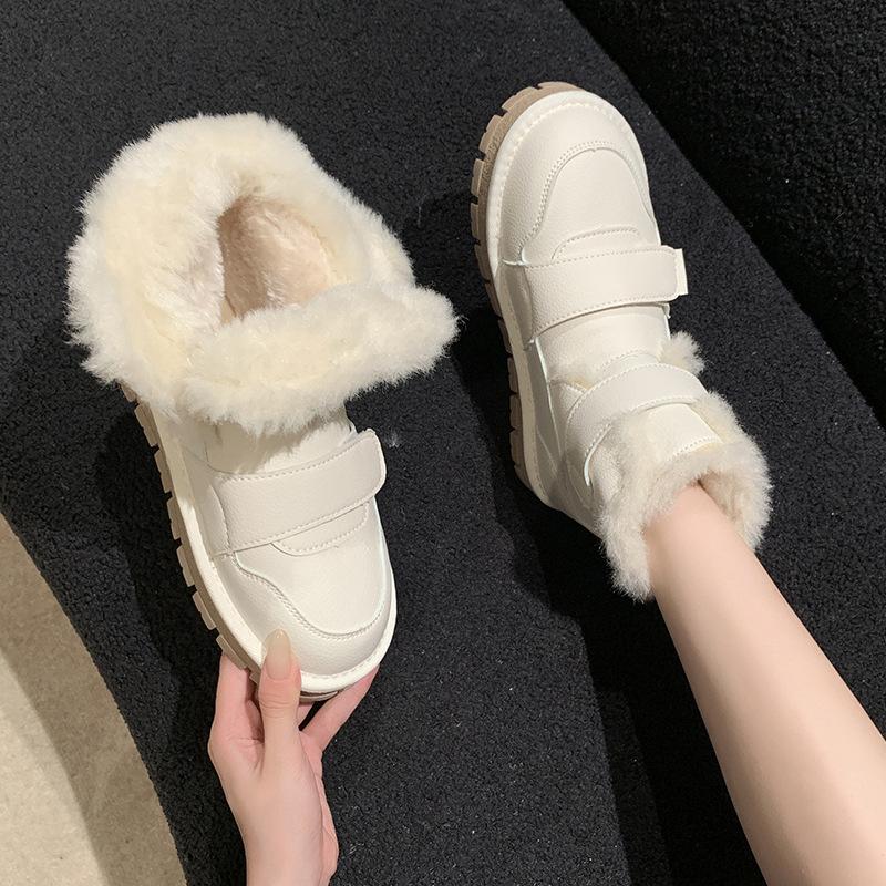Pelzintegrierte europäische Schneestiefel Damen 2025 neu Winter Samt verdickt wasserdicht und rutschfest dicksohlige warme Baumwollschuhe