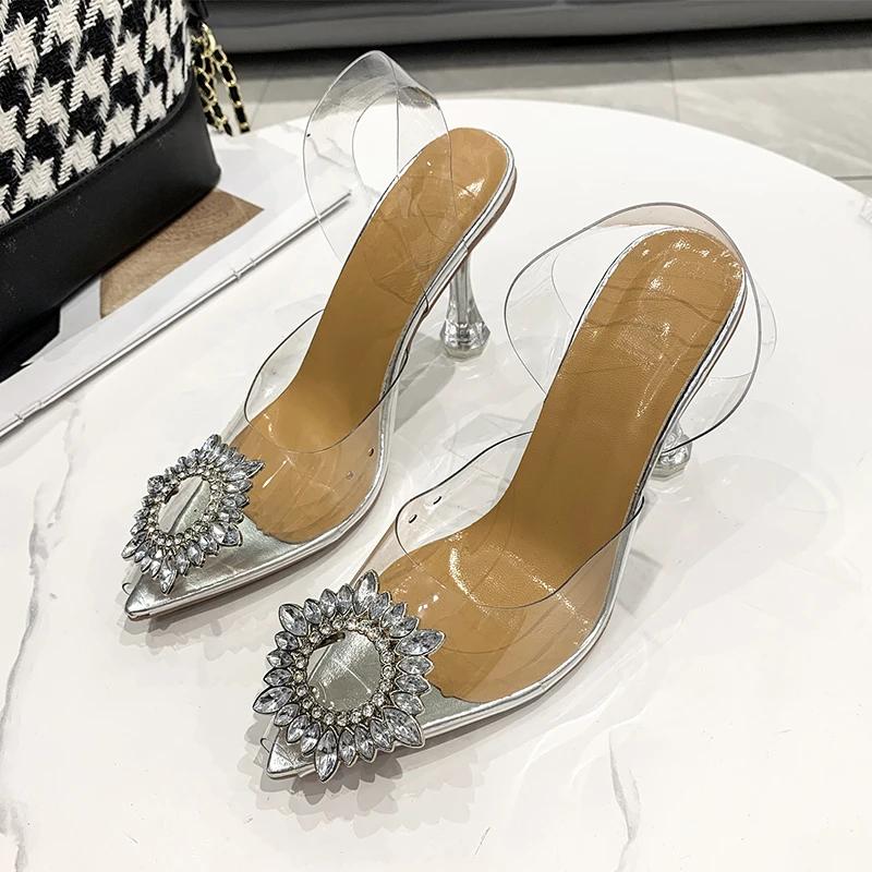 Women's Shoes 2025 Slip On Women's Sandals Hot Sale Crystal Office and Career New Plus Size Solid Toe Cap Sandalszapatos