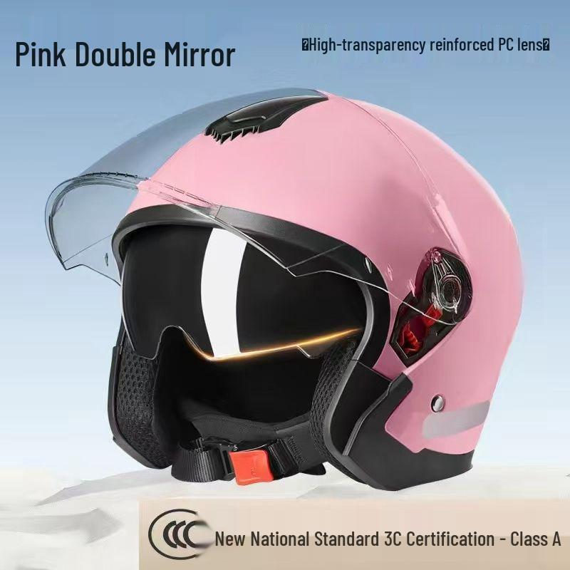 National 3C Certified Winter Double Visor Helmet, Unisex All-Season Electric Vehicle Safety Helmet.
