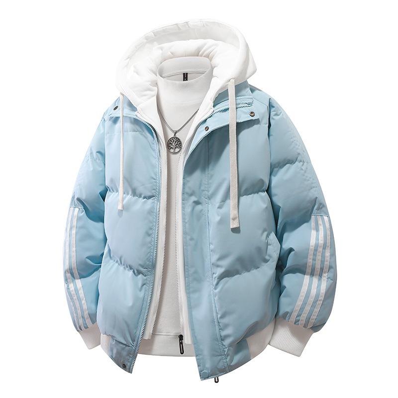 

Бавовняна куртка з капюшоном для чоловіків, Зимова тепла чоловіча куртка для підлітків, Бавовняна куртка з двох частин для відпустки L світло-синій колір