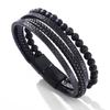 Men's Woven Tiger Eye Magnetic Buckle Bracelet - Natural Stone & PU Leather Retro Design