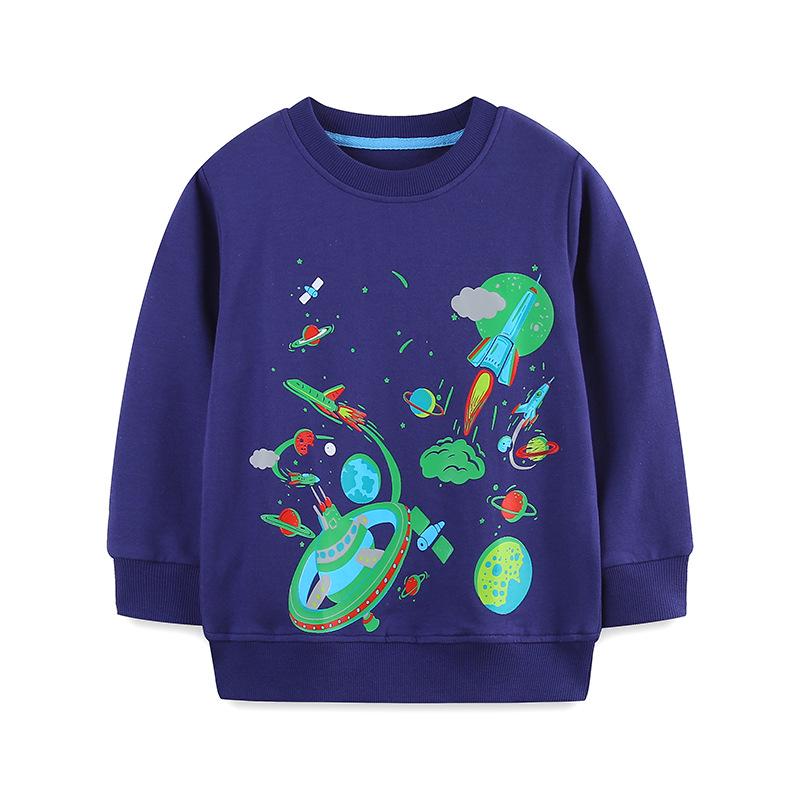 Boys  European Style Cartoon Luminous Round Neck Cotton Hoodie 110 cm - 4 Years