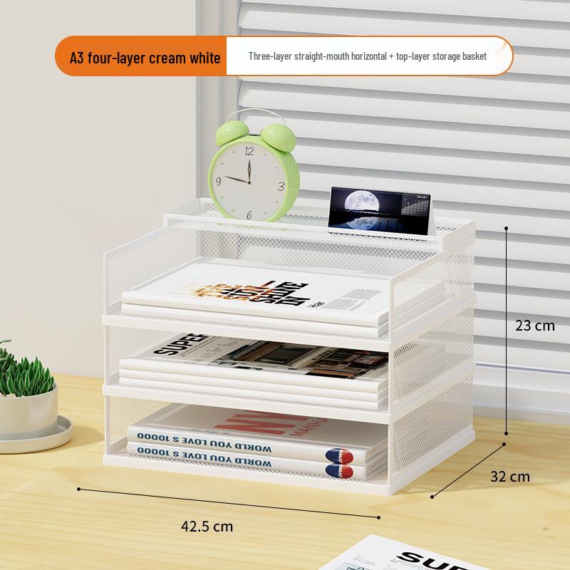 A3A4 Metall Desktop Aktenorganizer Rack - Büroarbeitsplatz Dokumentenhalter
