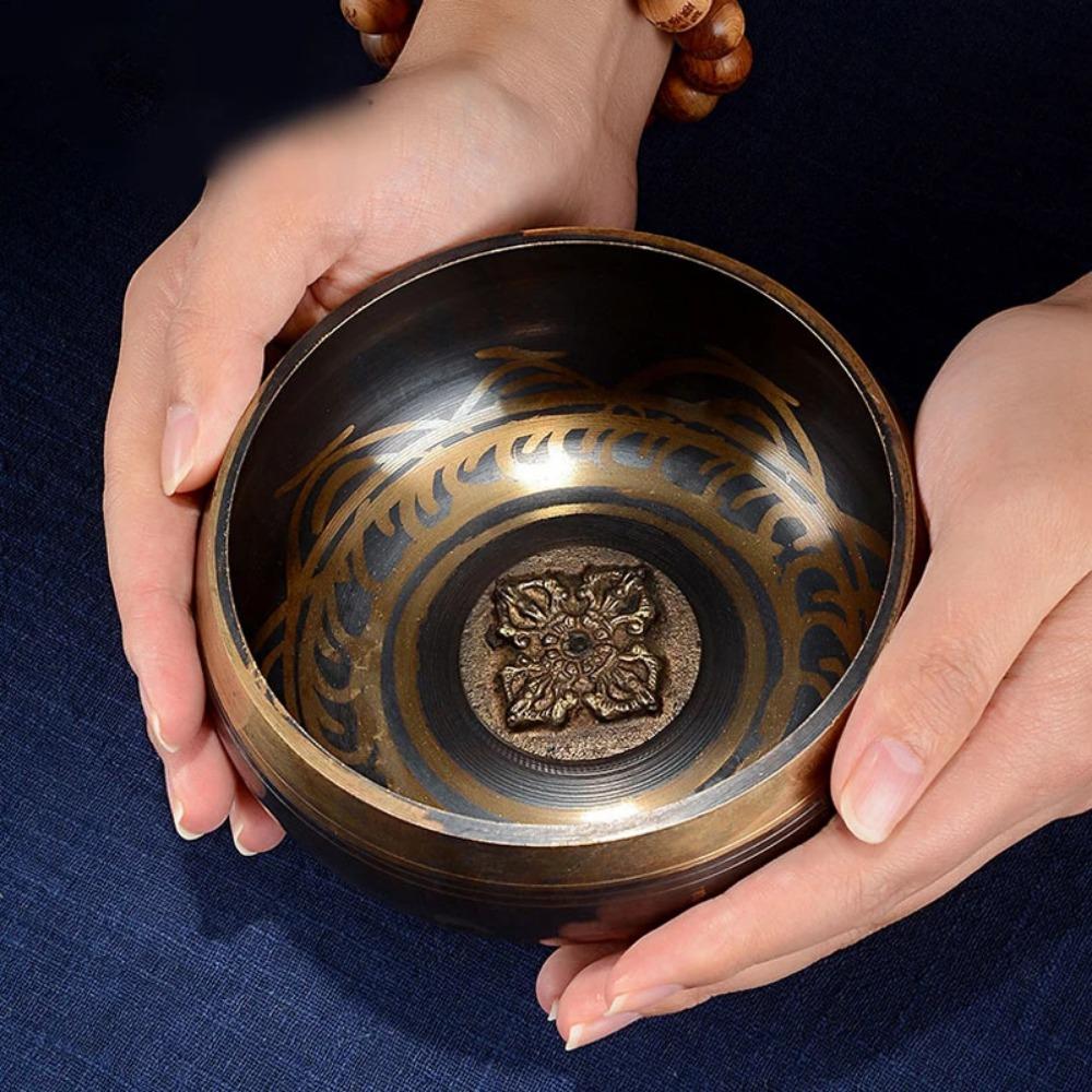 Tibetan Singing Bowl Set Sound Bowls Meditation Nepal Music Bowl Buddhism for Meditation Yoga Stress Relief Tibet Copper Bowl