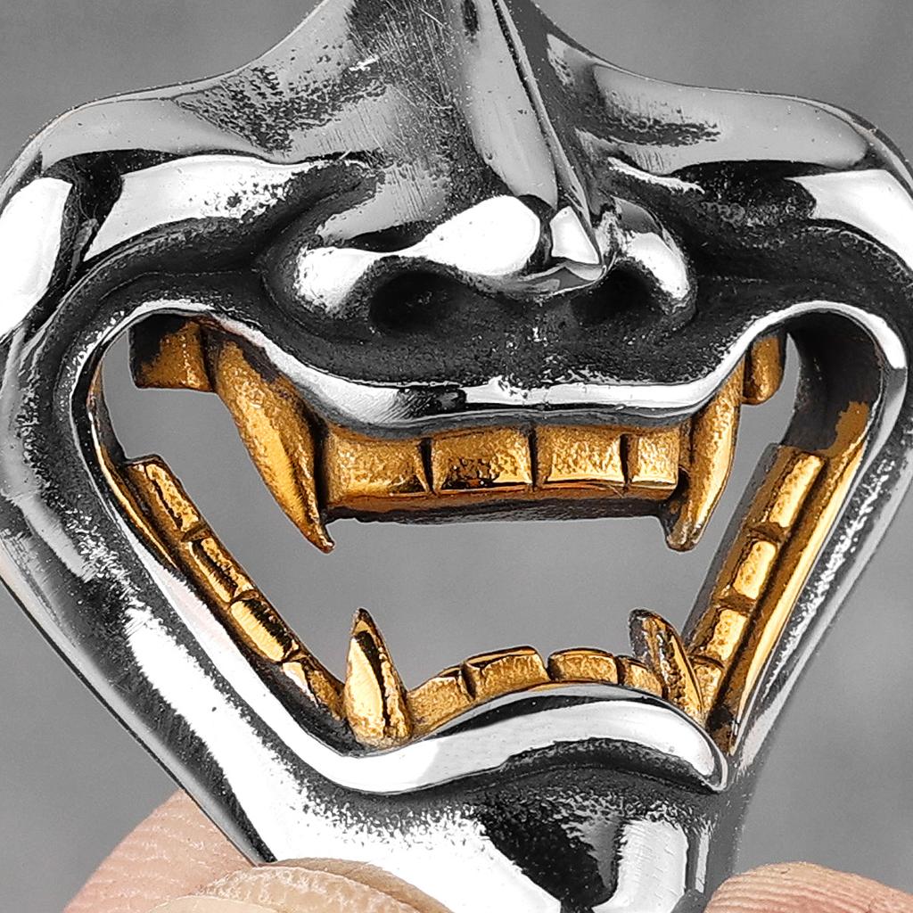 Samurai Fangs Demônio Aço Inoxidável Colares Masculinos Pingente Corrente Gótico Punk para Namorado Joias Masculinas Criatividade Presente Atacado