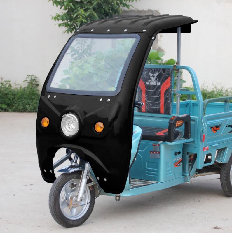 Electric Tricycle Rain & Sun Canopy with Tempered Glass