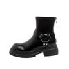 Medium tube retro knight boots women's autumn and winter British style thick-soled Martin boots thick-heeled cowboy boots
