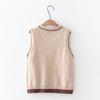 Women's Retro V-Neck Sweater Vest & Plaid Shirt Two-Piece Set - Autumn Winter Color Block Knit Cardigan Japanese Style Fashion