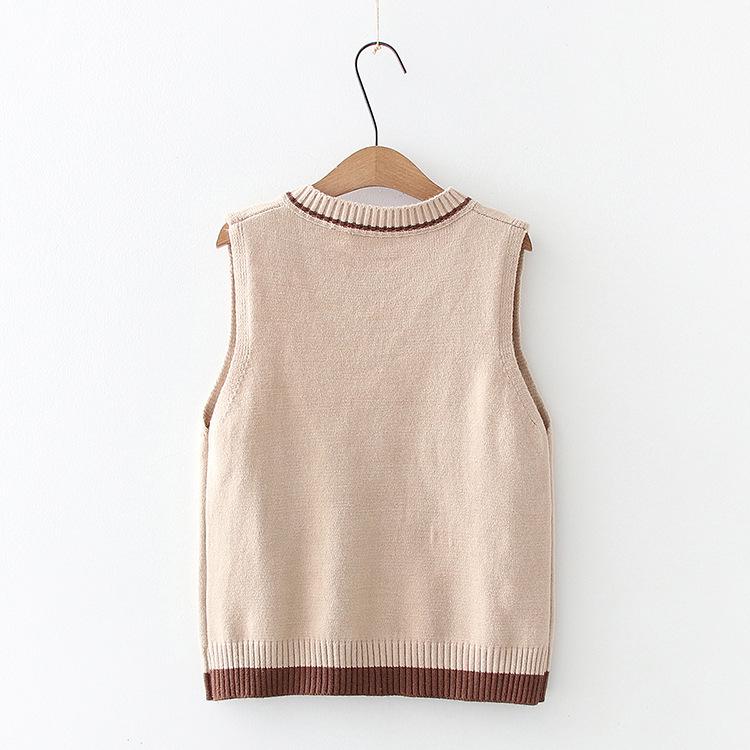 Women's Retro V-Neck Sweater Vest & Plaid Shirt Two-Piece Set - Autumn Winter Color Block Knit Cardigan Japanese Style Fashion