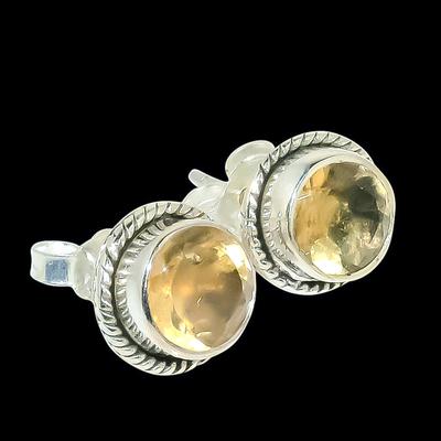 Natural Citrine Gemstone Handmade 925 Solid Sterling Silver Stud Earrings P9T79