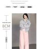Pink High-Waist Fleece Lined Wide Leg Pants - Warm, Versatile, and Cozy for Autumn and Winter