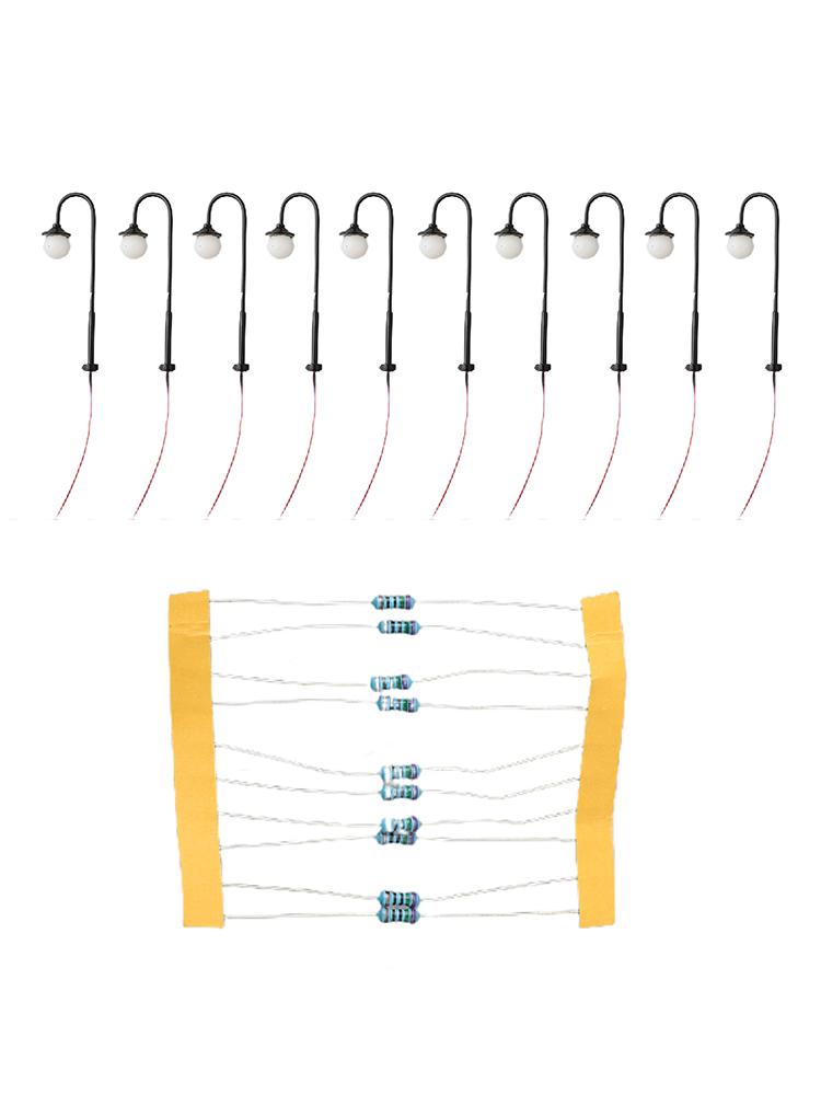 

Model Lights Complete Lamps Black Model Railway Led Street Lights With Wires And LEDs 10 Lamps 10 Resistors 12V~18V China Mainland