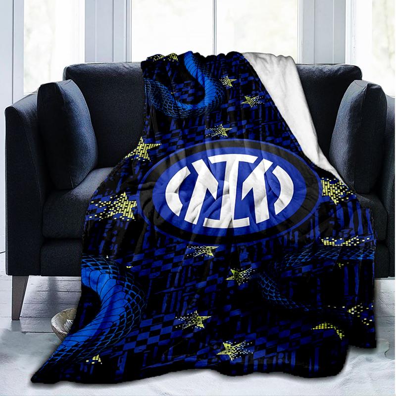 1 Stück F.C. Internazionale Milano Bedruckte Weiche Flanelldecke Überwurf für Schlafzimmer Wohnzimmer Sofa Camping Reise Fan Geschenke Weihnachtsgeschenke