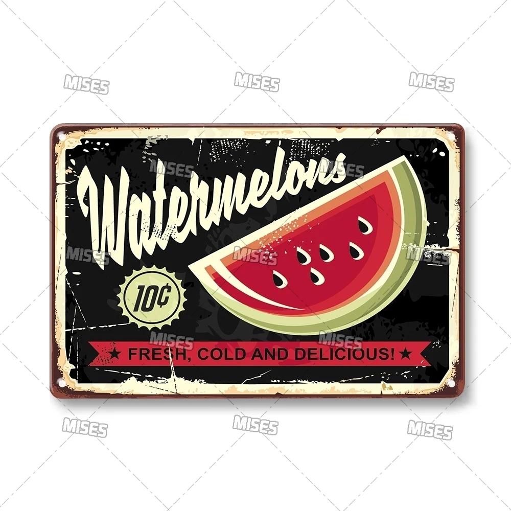 MISES Vegetable And Fruit Metal Tin Sign Retro Metal Plaque Decorative Plate Man Cave Studio Farm Metal Sign Kitchen Wall Plate