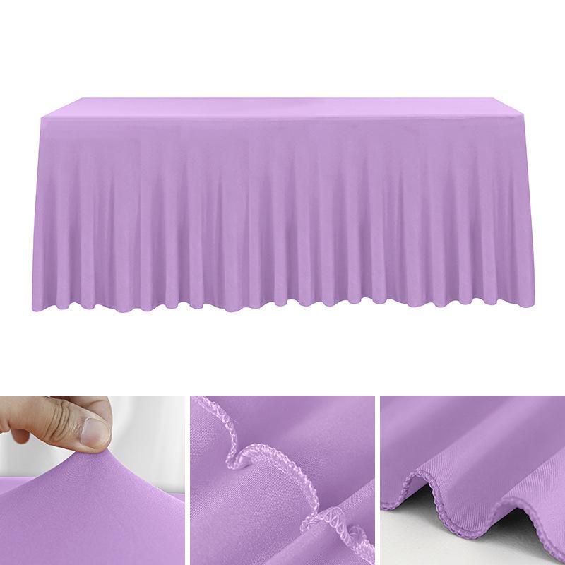 Spandex Rectangle Table Skirts 4/5/6/8ft Fitted Table Cover Wrinkle Resistant Cloth for Hotel Wedding Anniversary Party Decor