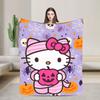 Leopard Hello Kitty Cartoon Blankets Coral Fleece Plush  Winter  Portable Lightweight Throw Blankets for Bed Outdoor Quilt