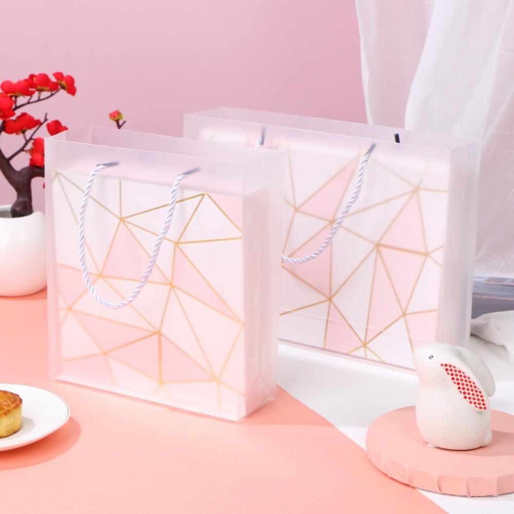 10pcs Frosted Plastic Gift Bags with Rope Handles Gift Bags Shopping Bag for Small Business Gifts Wedding Party Favors Birthdays Treat Wrap Bags