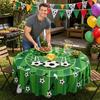 Round Tablecloth with Soccer Trophy and Ball Print for Sports Party Decoration Dining Room Picnic Indoor Outdoor Use