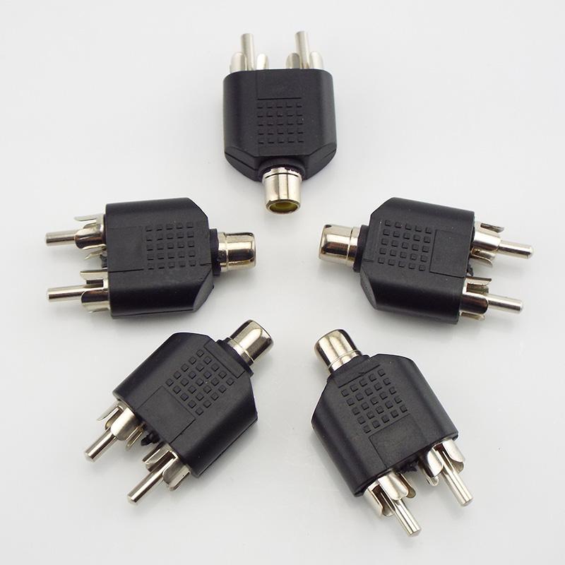 5pcs/lot RCA AV Audio Y Splitter Plug Adapter Male To Female RCA Female To 2 RCA Male Connector