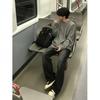 Men's Gray Wool Sweater - Trendy Destroyed Style, Cool & Loose Fit for Autumn/Winter, Douyin Inspired Cleanfit Knitwear.