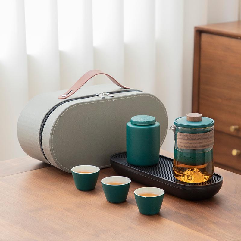 Ceramic travel tea set portable set tea outdoor travel camping tea drinking equipment Kuaike cup tea gift