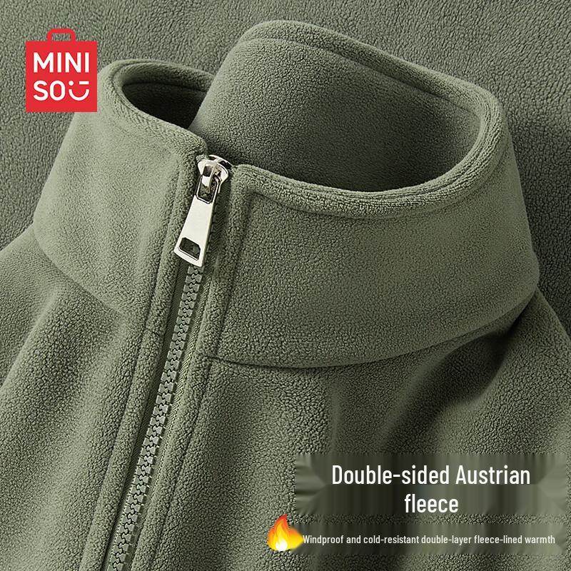 

MINISO Men s Warm Thick Winter Fleece Jacket with Stand-up Collar 3XL