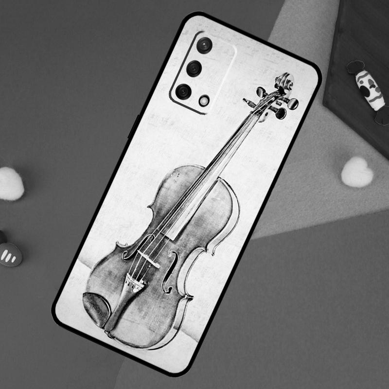 Music Violin Case For Oppo A17 A60 A40 A80 A16 A76 A96 A98 A58 A78 A18 A38 A57 A74 A54 A94 A15 A5 A6 Pro