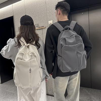 Schoolbag New Large-capacity Student Backpack Simple Trend Versatile Schoolbag Korean Version of Men's and Women's Solid Color Leisure Travel Backpack