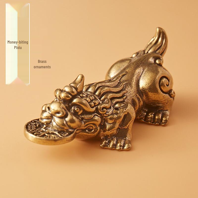 

Brass Solid Copper Pixiu Tea Pet - Antique Bronze Desktop Ornament