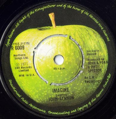 7inch Record JOHN LENNON - Imagine R6009 Apple Records 1975 UK Rock Used