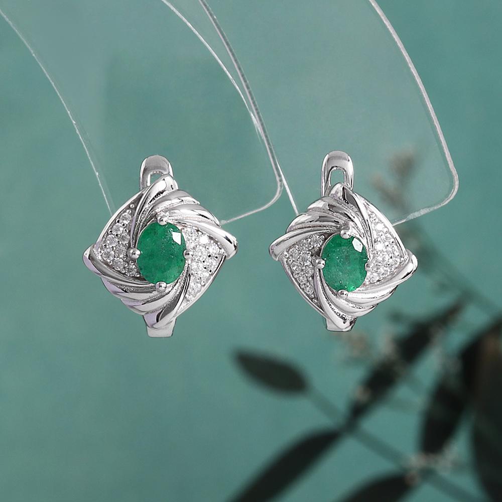 Elegant Design 925 Sterling Silver Earrings Natural Oval 4*5mm emerald Real Gemstone Women Fine Jewelry for mom's festival gifts